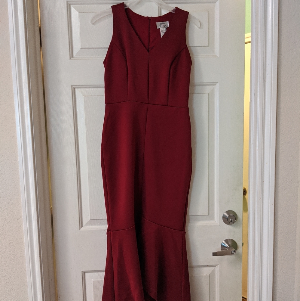 Burgundy Fishtail Dress